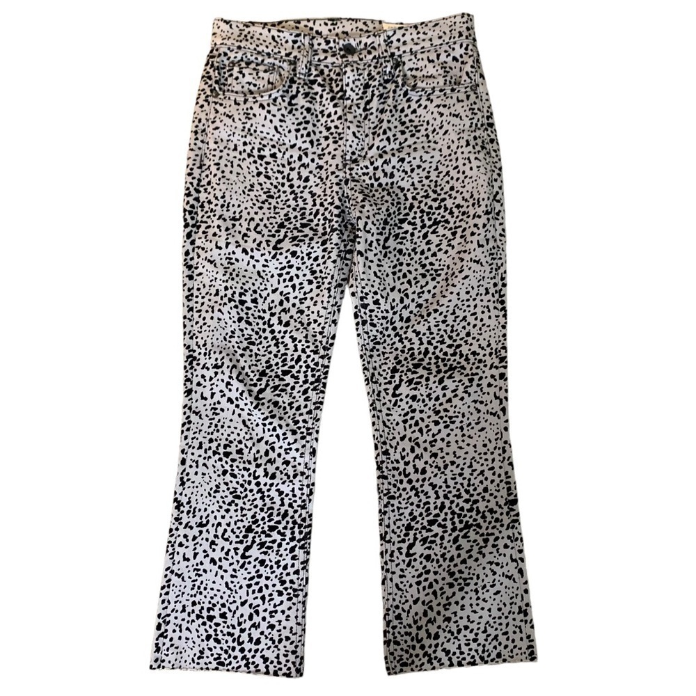Rag & Bone High Rise Cheetah Print Raw Hem Jeans Size 24